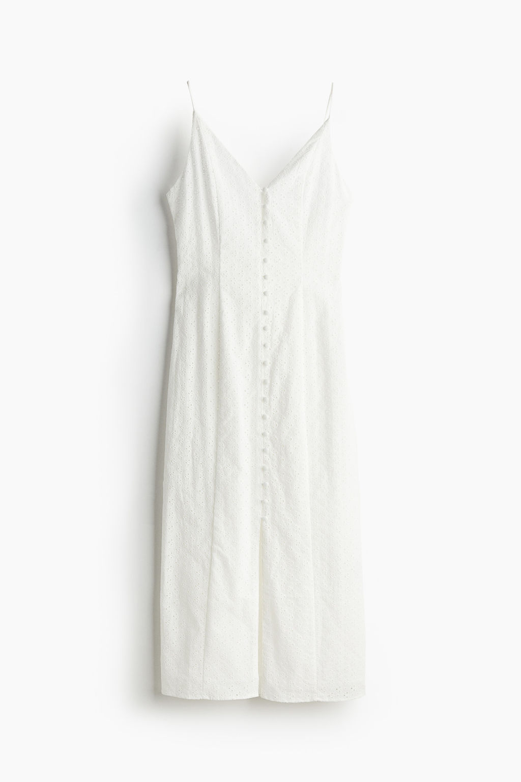 Vestido con botonadura frontal y bordado ingl?s