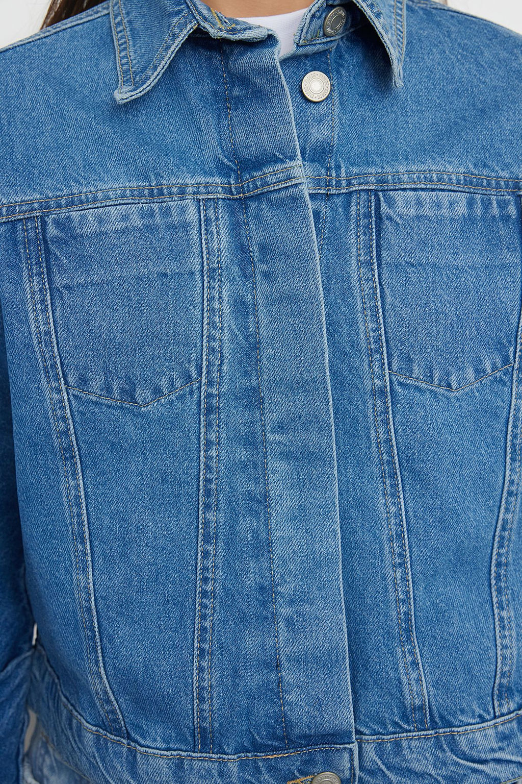 Mavi Dikis Detayl? Denim Ceket TWOAW25CE00016 - Trendyolmilla фото 4
