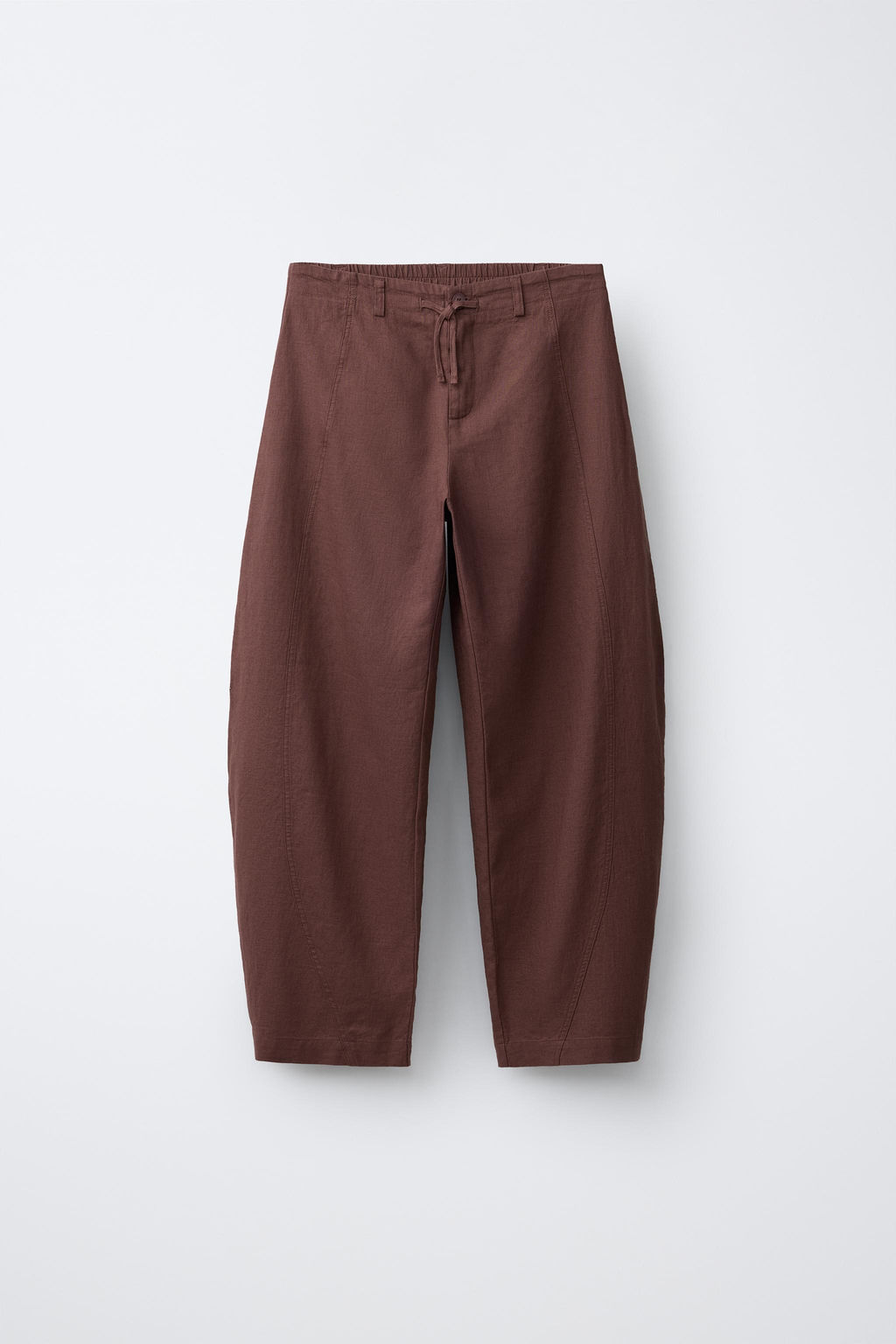 PANTAL?N BARREL CON LINO / Marr?n - Zara фото 2