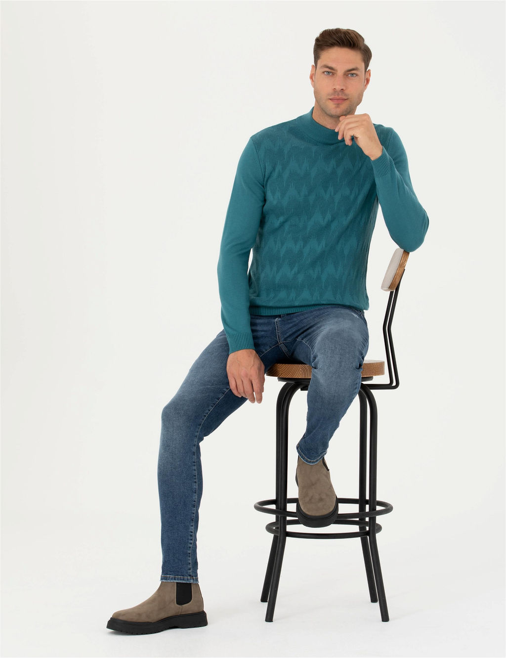 Mavi Slim Fit Yar_m Bal_k__ Yaka Triko Kazak