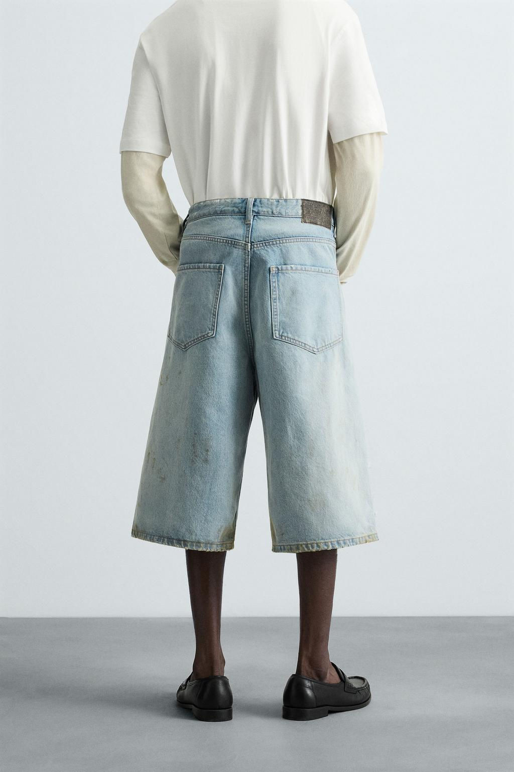 VINTAGE EFFECT BAGGY FIT DENIM BERMUDA SHORTS - Zara фото 3