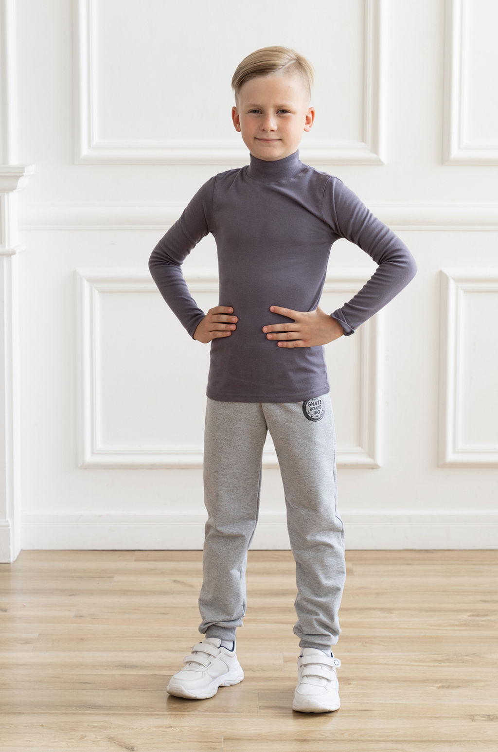 Брюки детские серый меланж скейт