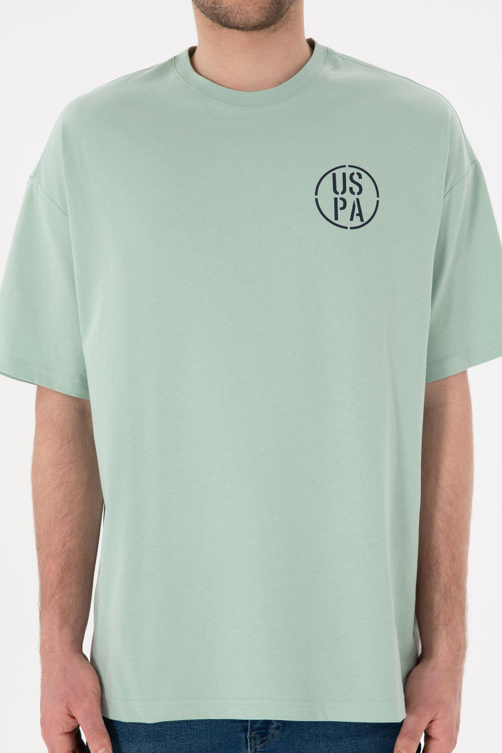 Erkek Oversize Fit Bisiklet Yaka Su Ye_ili Ti__rt Sepette S_rpriz _ndirim - U.s. polo assn фото 7