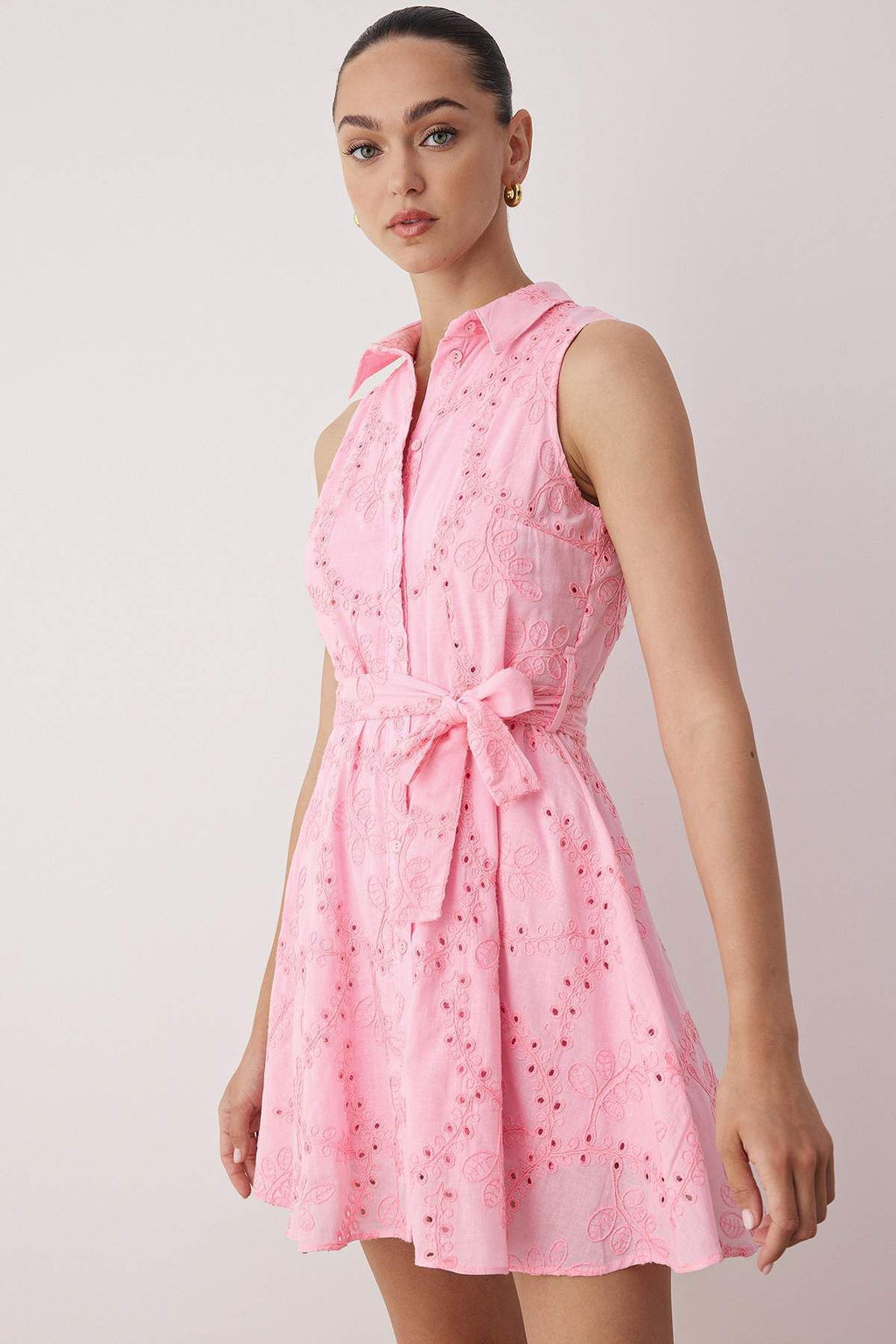 Pembe Baglama Detayl? Duz K?sa / Mini Dokuma Elbise TWOSS25EL00897 - Trendyolmilla фото 8