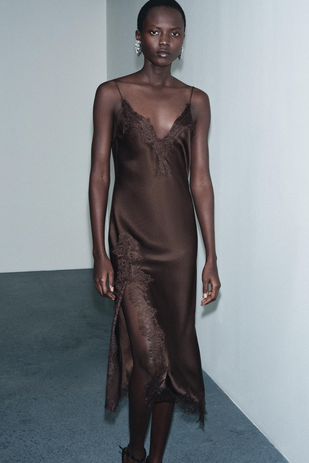 ZW COLLECTION SATIN LACE DRESS - Zara фото 2