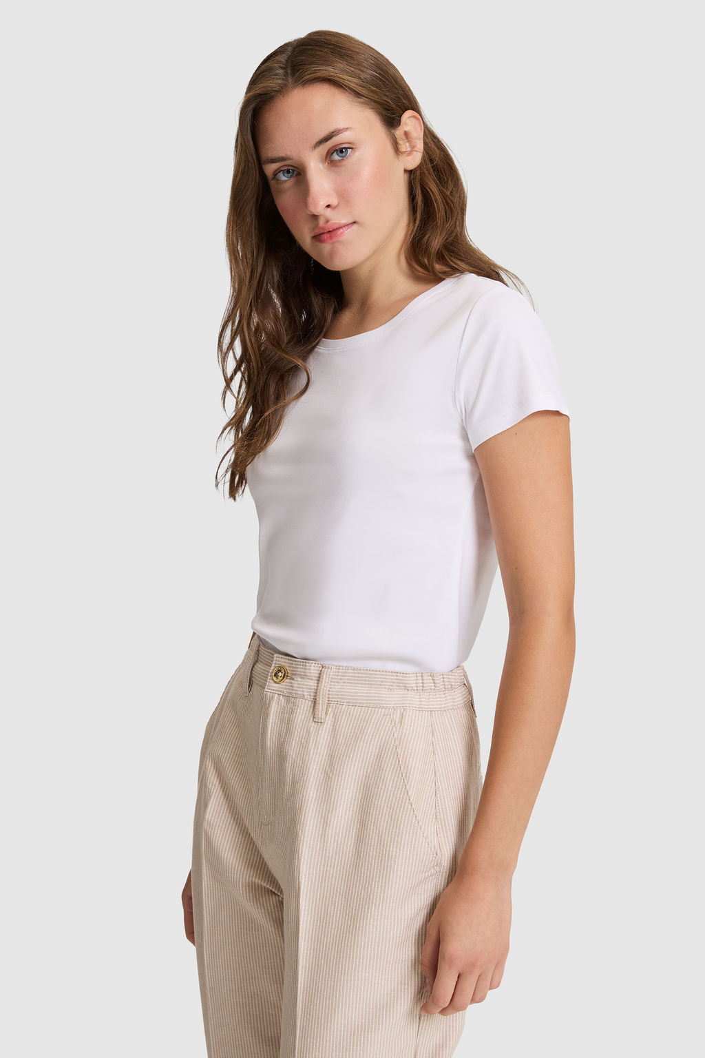 Kad_n Beyaz Bisiklet Yaka Basic Ti__rt - U.s. polo assn фото 3