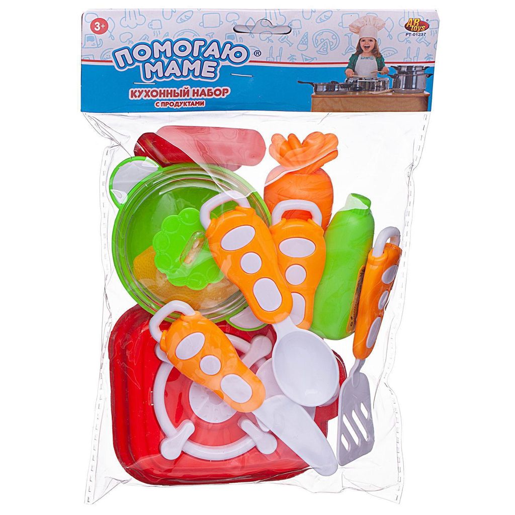 Помогаю Маме. Набор посуды и продуктов, 11 предметов, в пакете - Abtoys фото 2