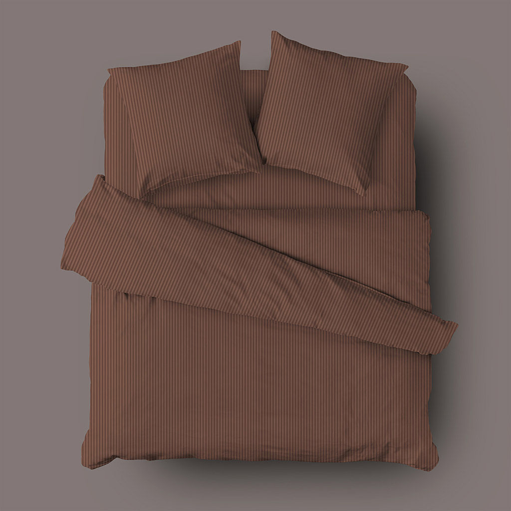 Постельное белье, комплект 1,5 спальный "Шоколадный" 4 предмета: пододеяльник 145х215см на пуговицах, простыня 150х220см, 2 наволочки 70х70см с клапаном-запахом, перкаль гладкокрашенный 115г/м2, хлопок 100%, подарочная коробка 50х36,5х7см с ПВХ встав
