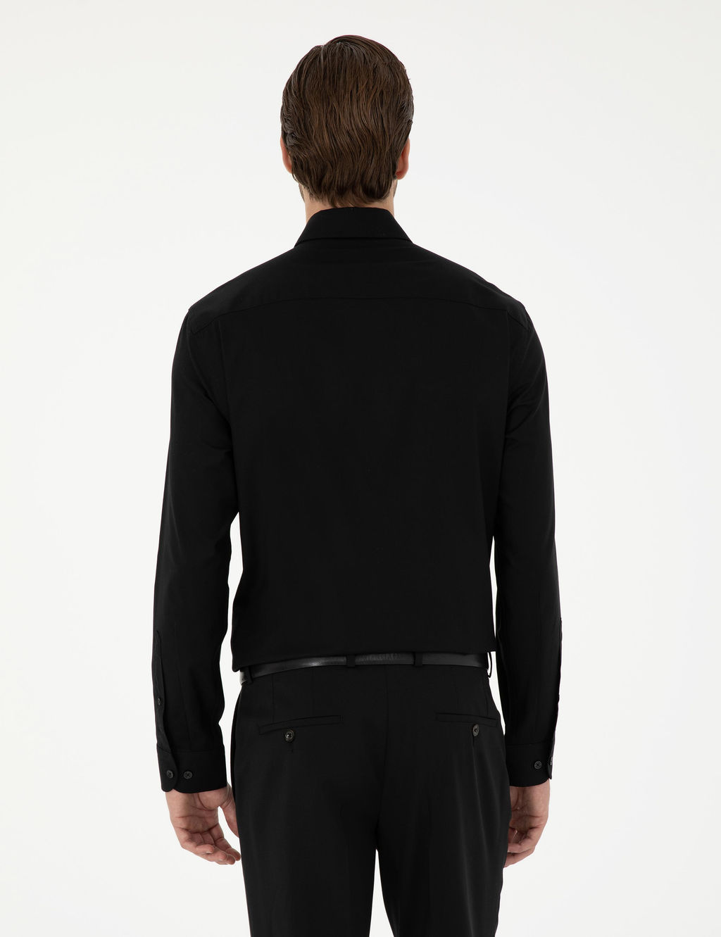 Рубашка Siyah Slim Fit длинный рукав черная