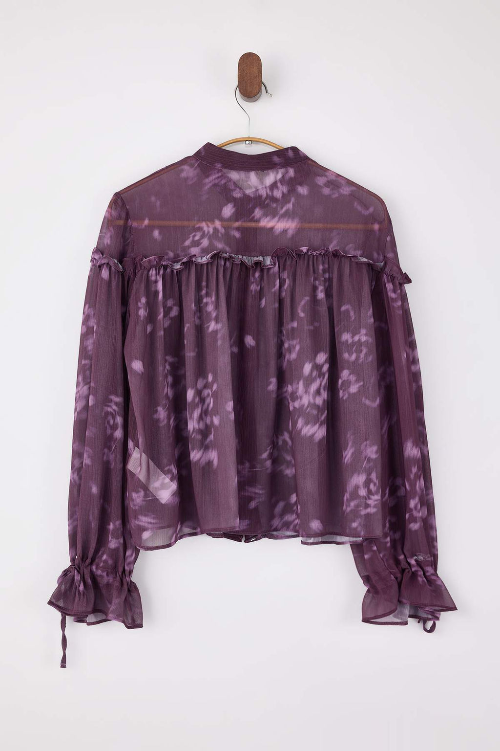 Bordo-Cok Renkli Cicekli F?rf?r Detayl? Bohem Astars?z Gomlek TWOSS26GO00017 - Trendyolmilla фото 6