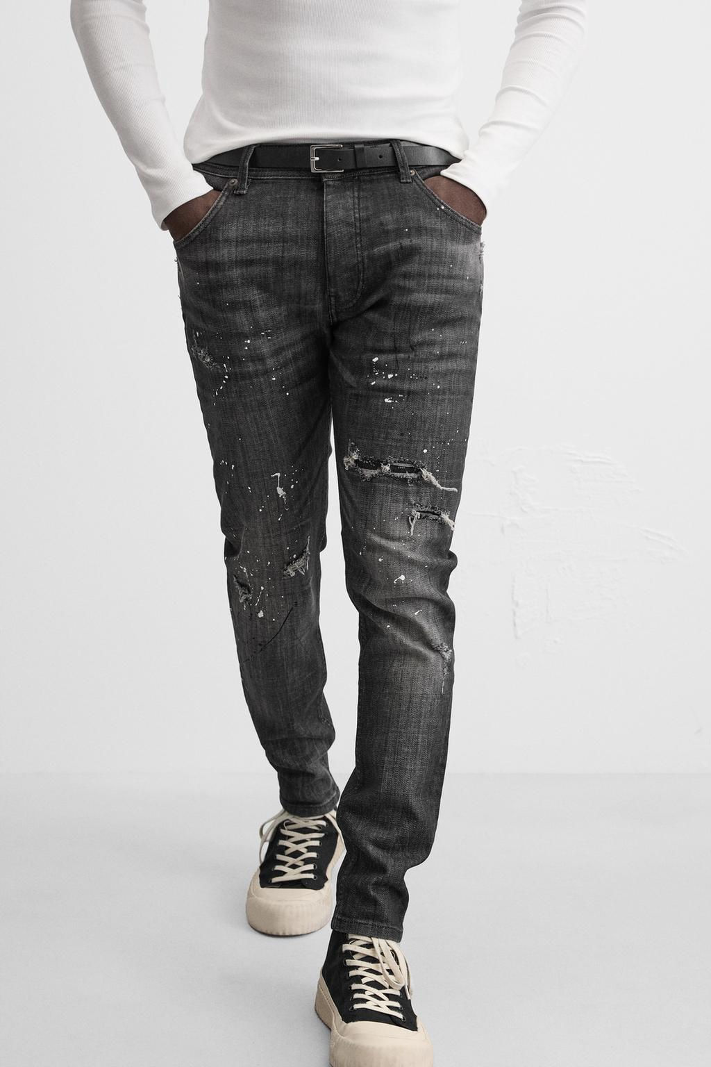 RIPPED SKINNY JEANS WITH PAINT SPLATTER - Zara фото 15