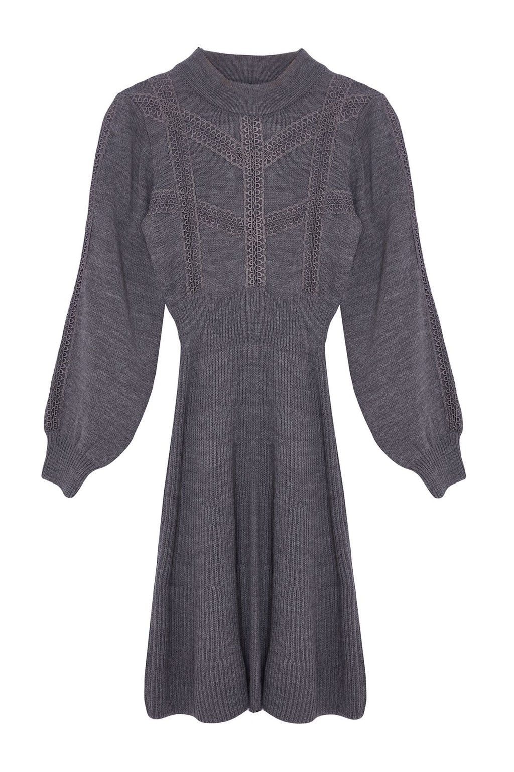 TRENDYOLMILLA Kahverengi Mini Triko Dantelli Elbise TWOAW22EL0011 фото 14