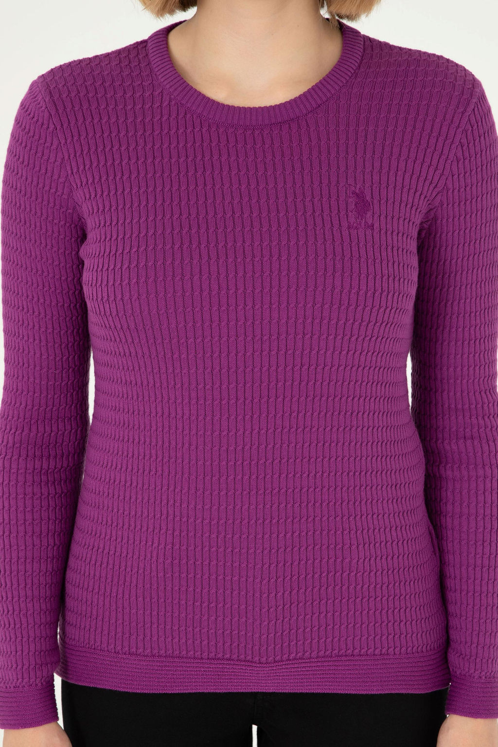 Женский фиолетовый базовый свитер Неожиданная скидка в корзине - U.s. polo assn фото 6