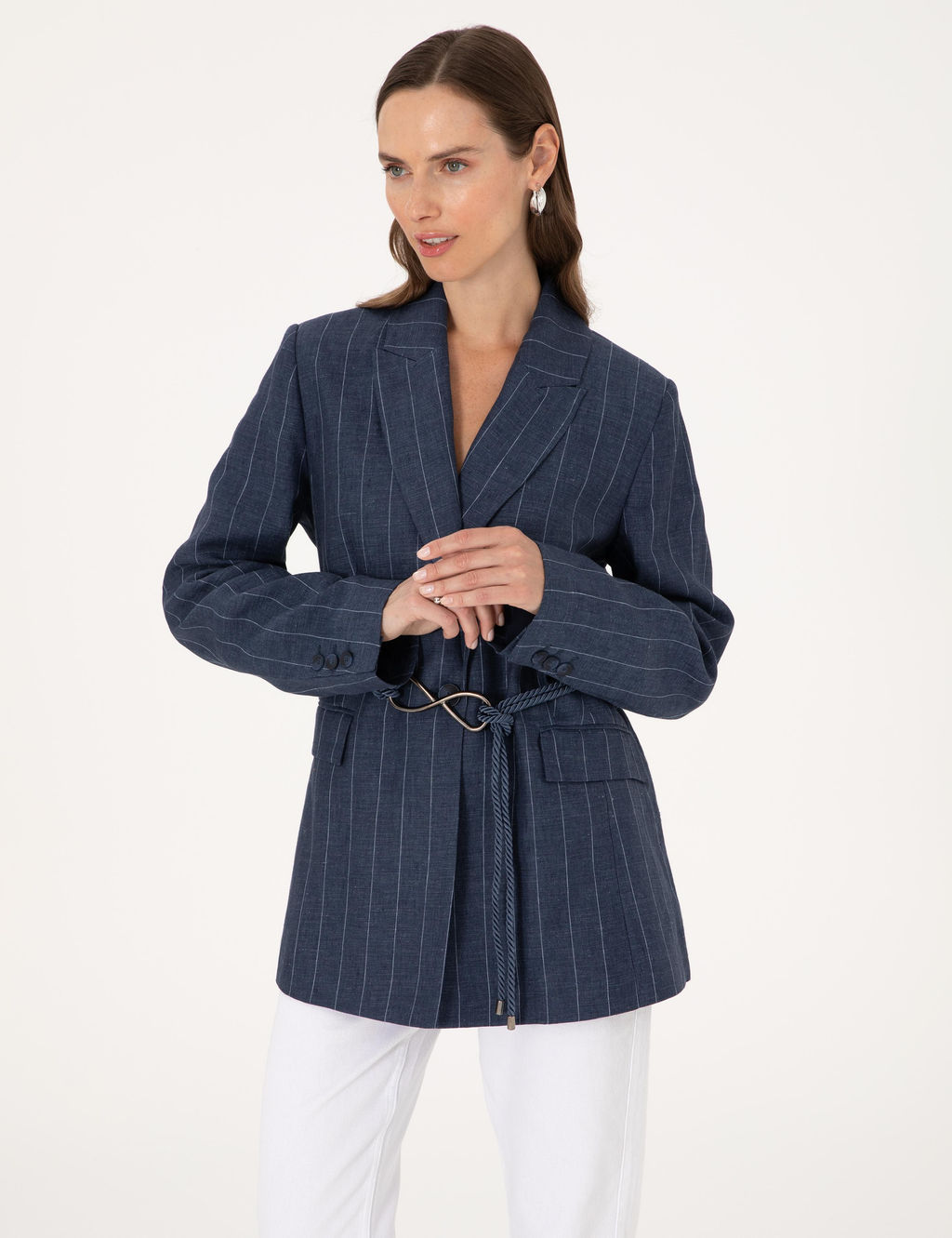 Lacivert Regular Fit Keten Ceket - Pierre cardin фото 3