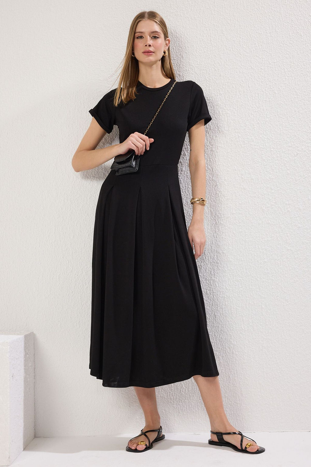 TRENDYOLMILLA Siyah A Line/Can Kesim Maxi Orme Elbise TWOSS25EL00073