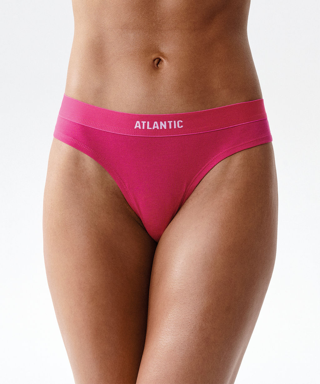 ATLANTIC 3CLP-013 Трусы стринги String - набор 3 шт. фуксия + светлый капучино + светло-розовый  фото 2