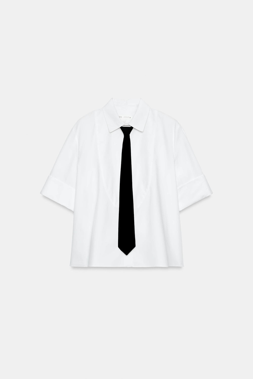 CAMISA PECHERA CORBATA ZW COLLECTION / Blanco - Zara фото 4