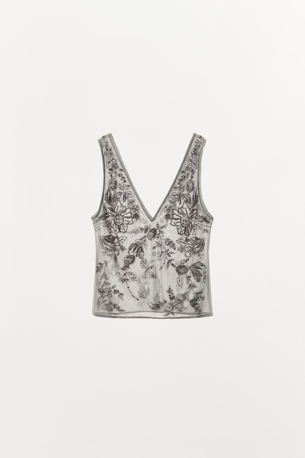 EMBROIDERED TULLE STRAPPY TOP - Zara фото 3