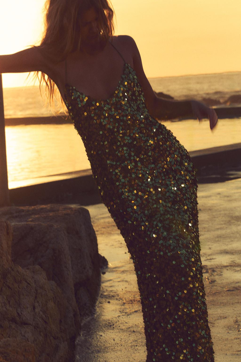 SEQUINNED MIDI DRESS - Zara фото 7