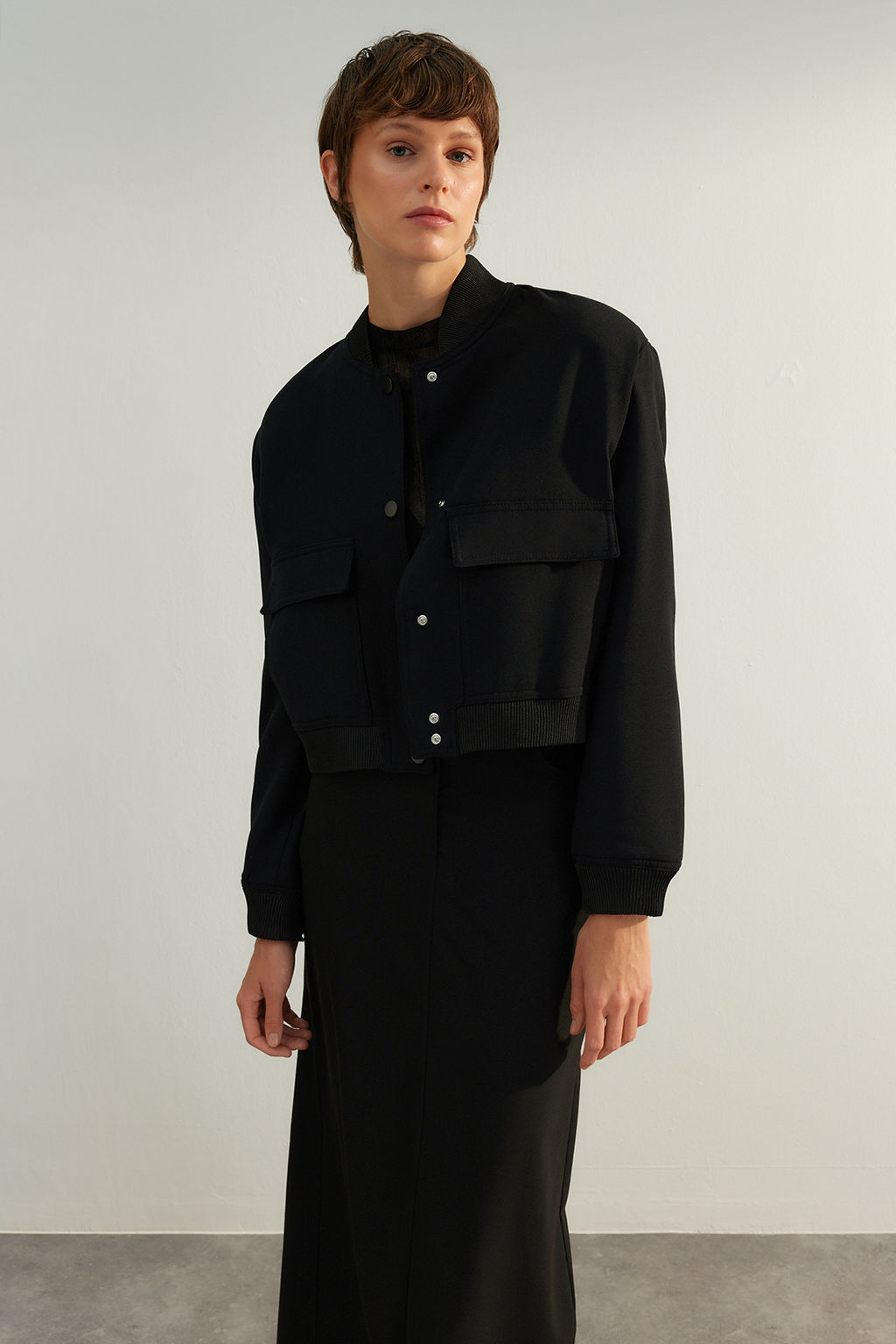 Siyah Premium Bomber Crop Dokuma Ceket TWOAW24CE00047 - Trendyolmilla фото 10