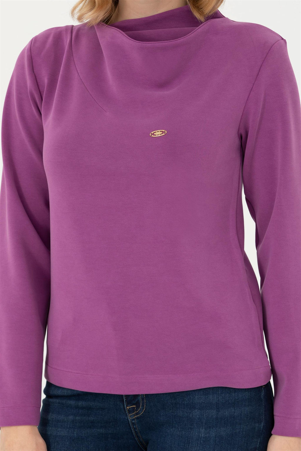 Женский фиолетовый свитшот с воротником стойкой Неожиданная скидка в корзине - U.s. polo assn фото 6