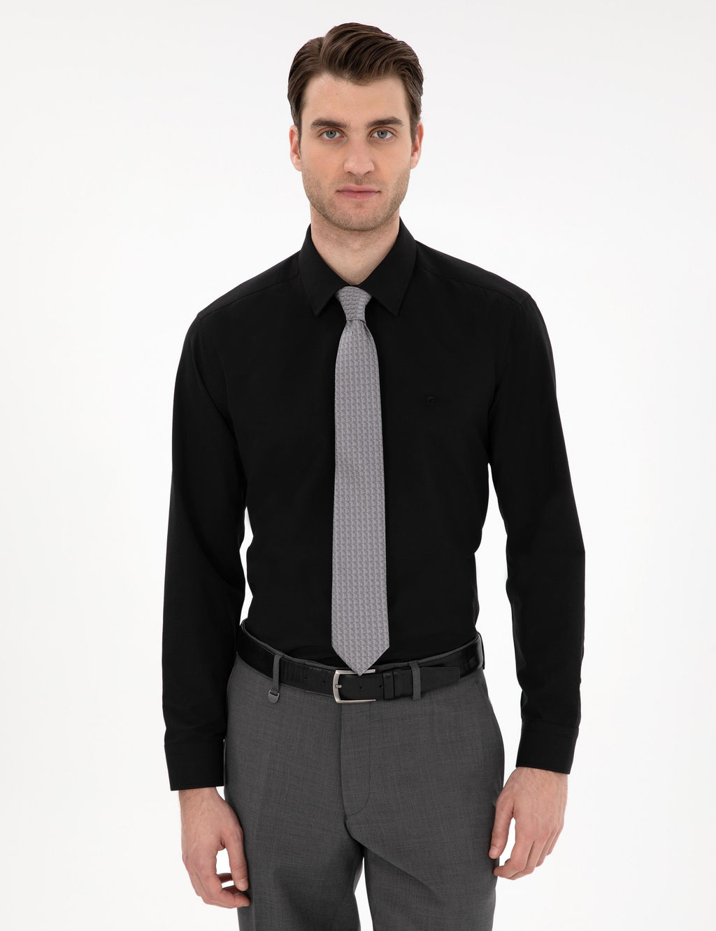 Siyah Regular Fit Uzun Kollu Basic G_mlek