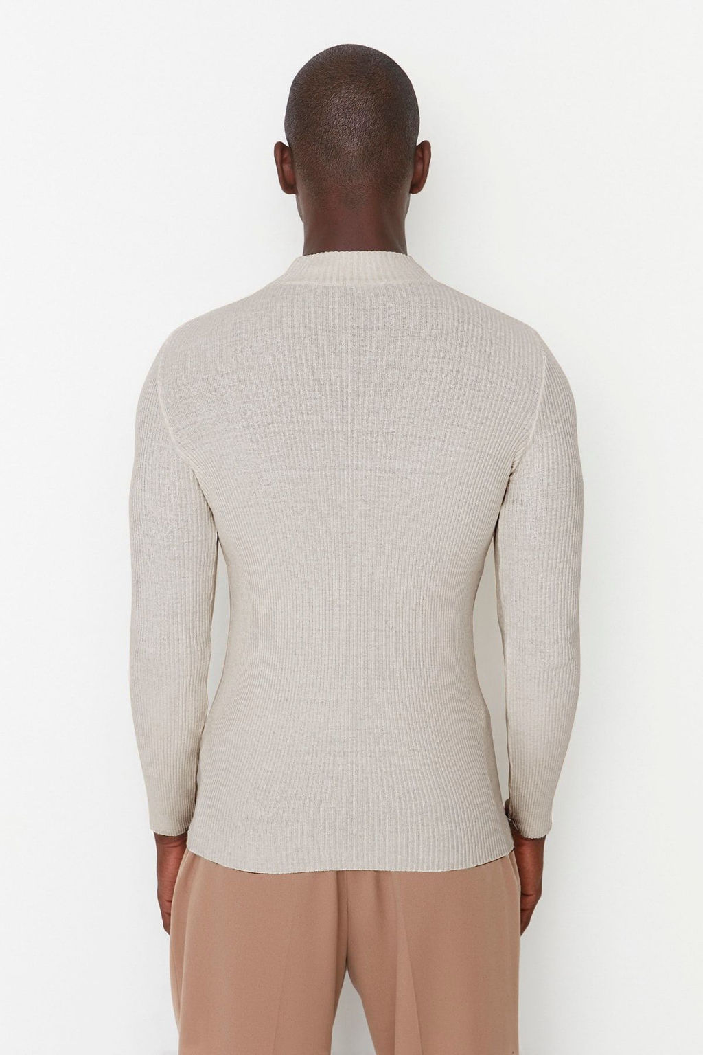 TRENDYOL MAN Ekru Slim Fit Pamuklu Yar?m Bal?kc? Yaka Fitilli Orgu Kazak TMNAW21KZ0568 - Trendyolmilla фото 74
