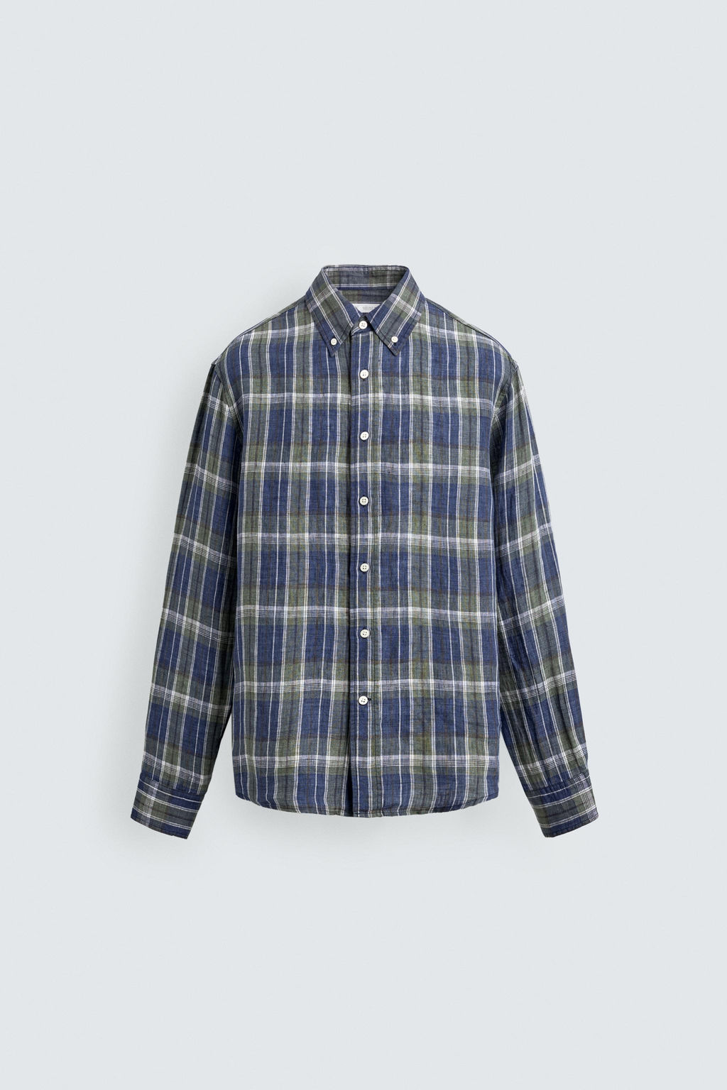 CAMISA 100% LINO CUADROS / Azules - Zara фото 7