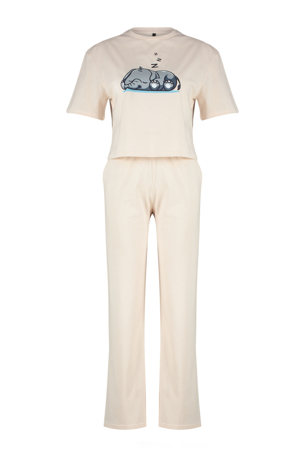 Trendyolmilla Pudra %100 Pamuklu Fil Bask?l? Orme Pijama Tak?m? THMSS24PT00070 фото 7