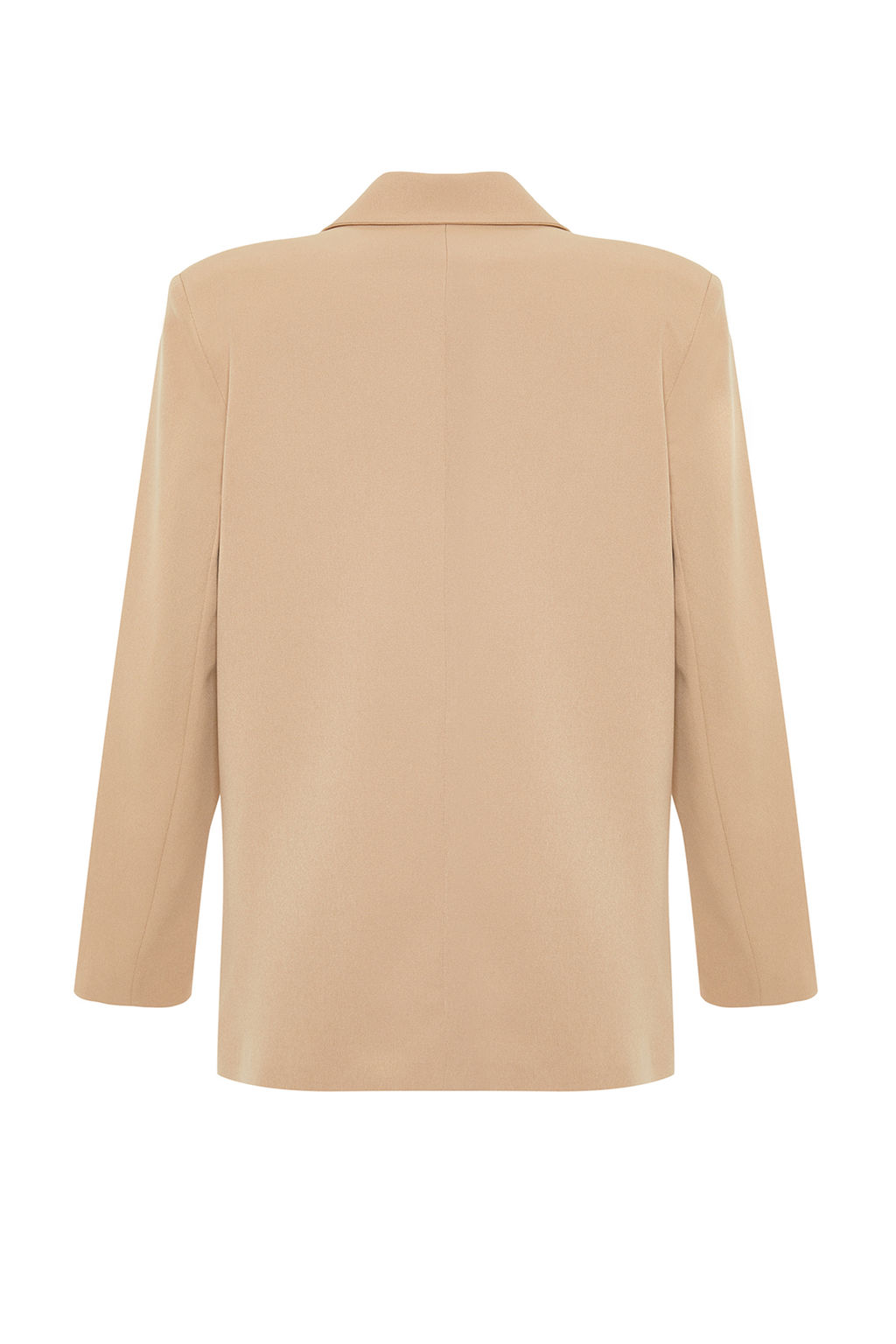 Camel Oversize Duz Kesim Basic Kruvaze Dokuma Blazer Ceket TWOSS24BC00028