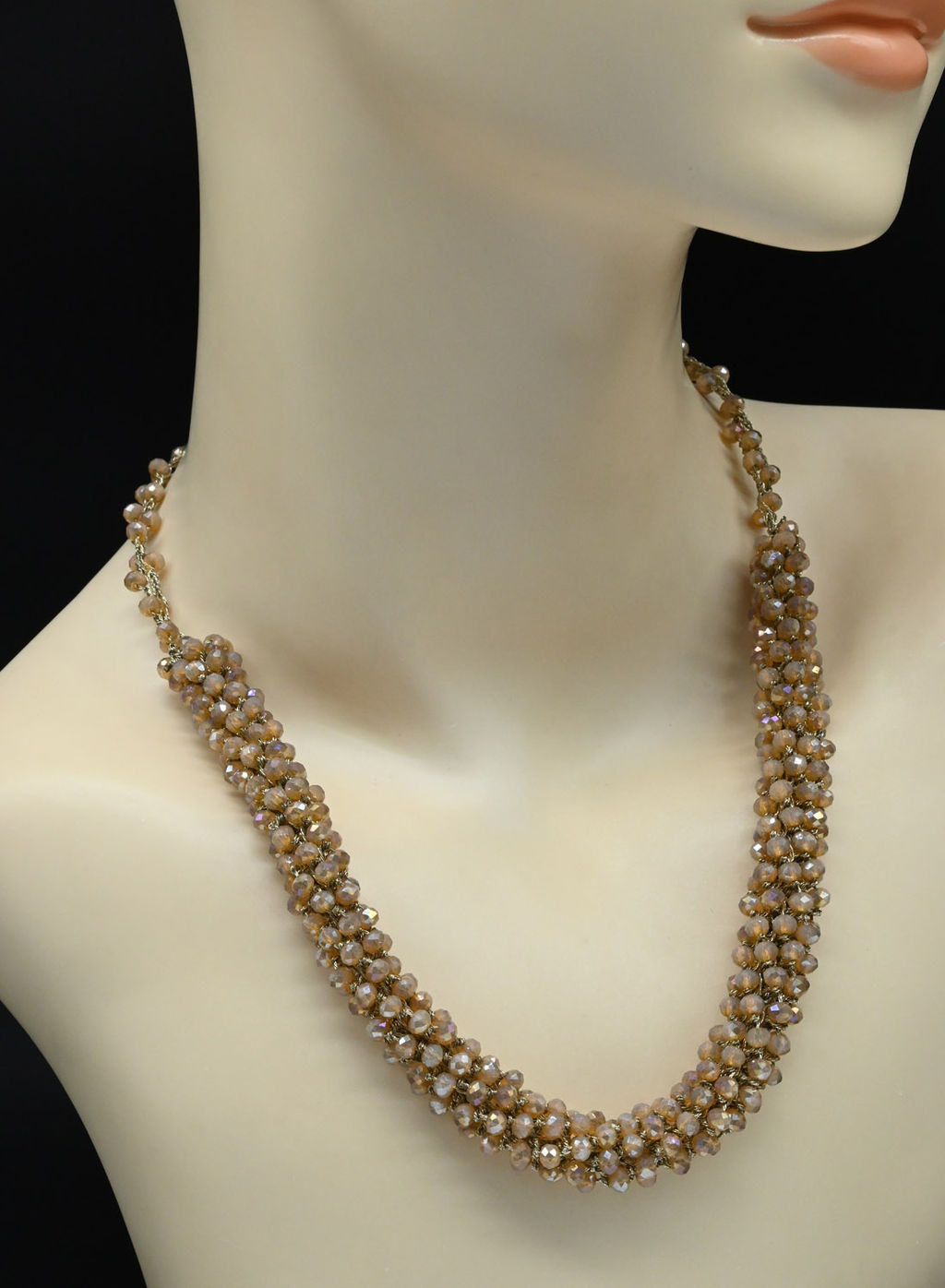 Колье и браслет из циркона Жгут 1,3см цв.сепия, 50см, 21см - Радуга камня фото 2