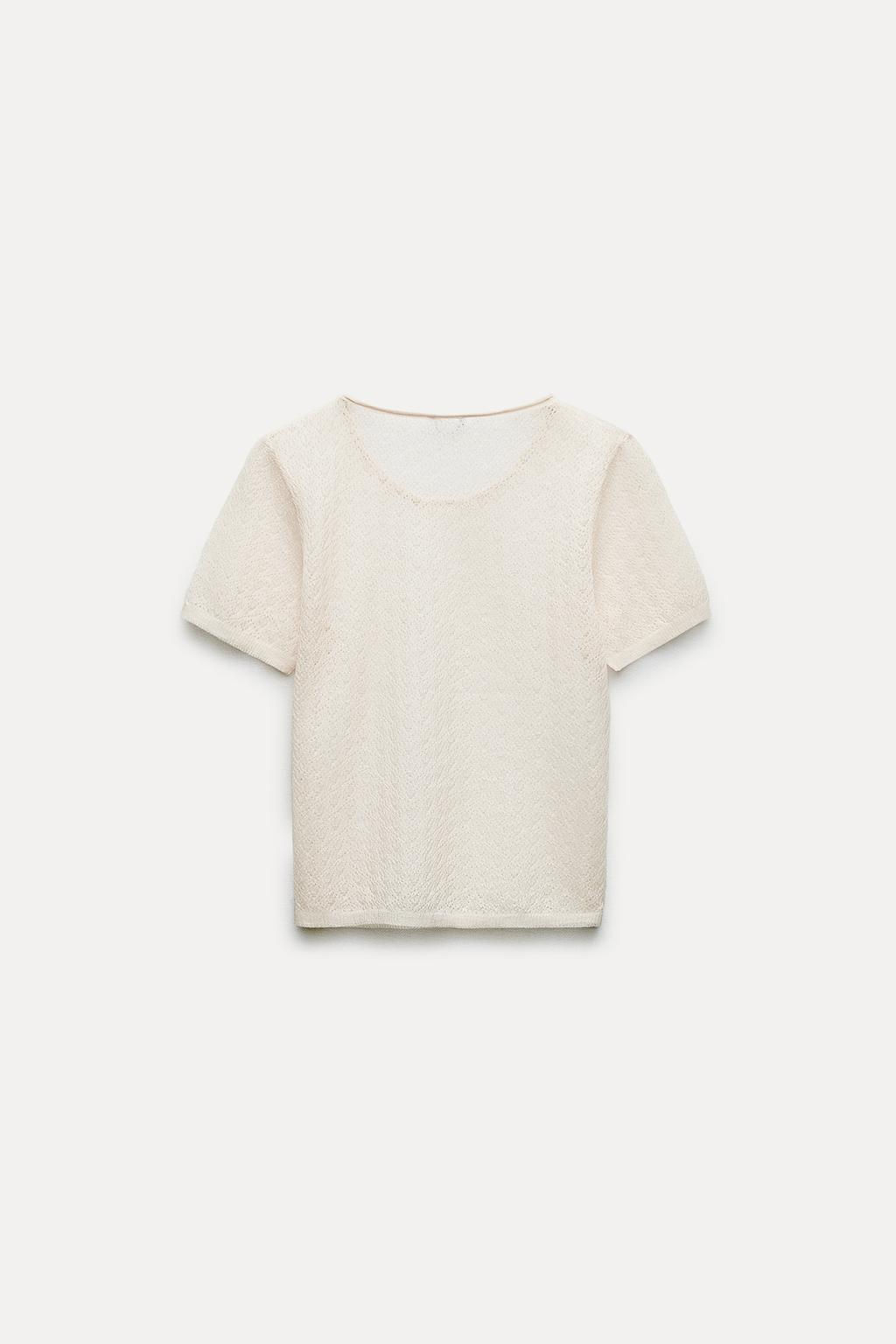 FINE KNIT OPENWORK T-SHIRT - Zara фото 4