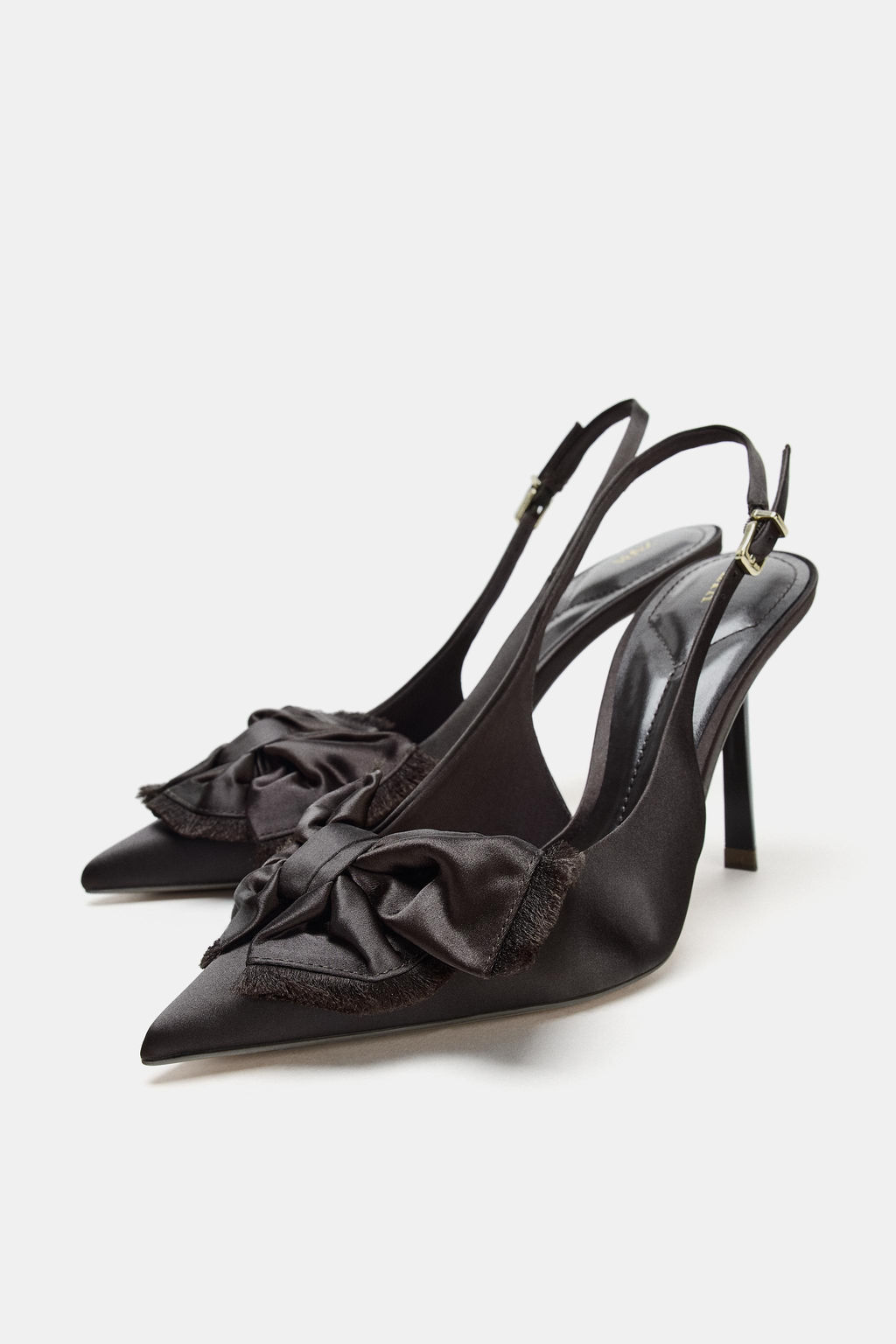 SATIN-FINISH SLINGBACK SHOES WITH BOW