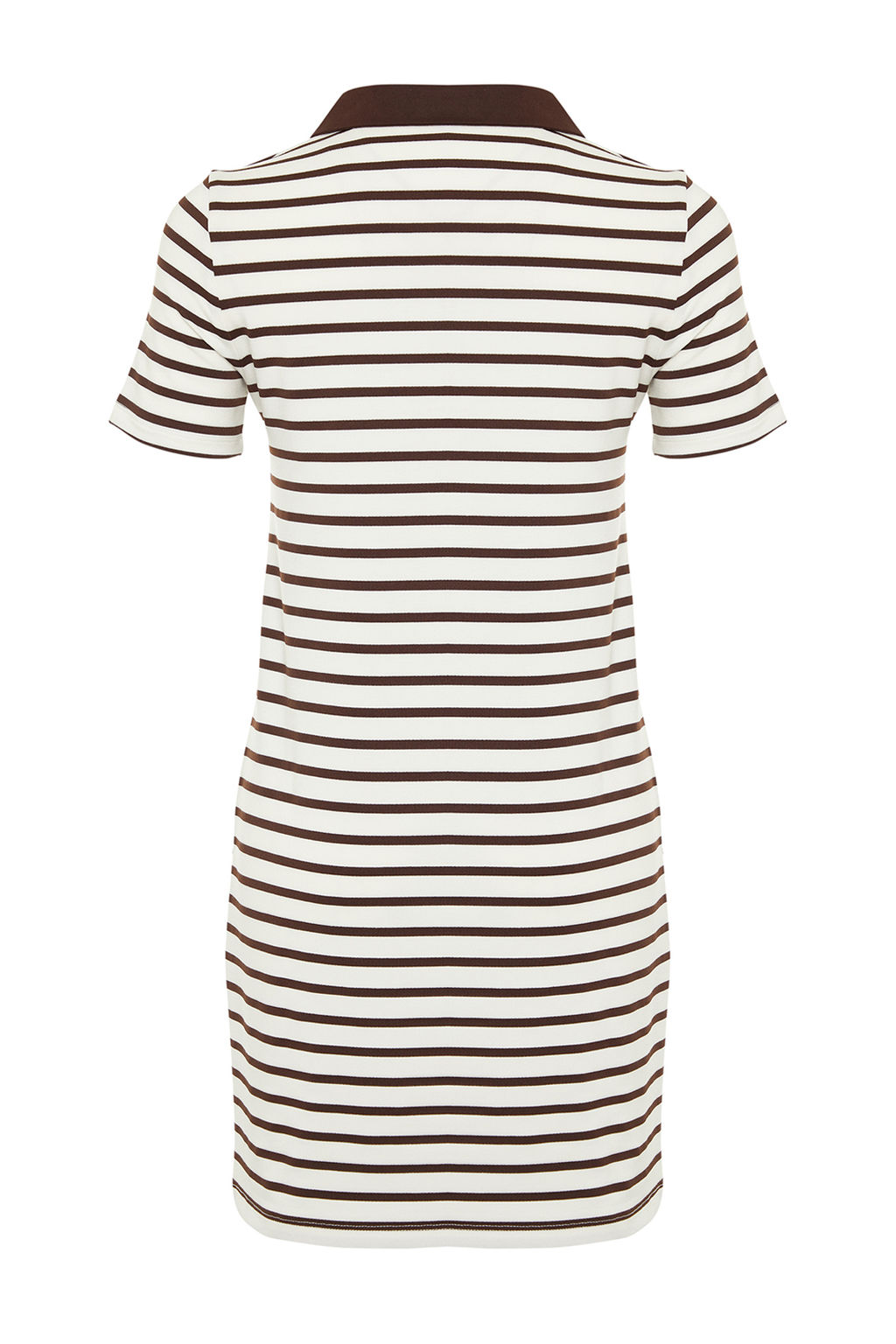 Kahverengi Beyaz Cizgili Polo Yaka A Kesim/Can Form Orme Elbise TWOSS24EL00023 - Trendyolmilla фото 8