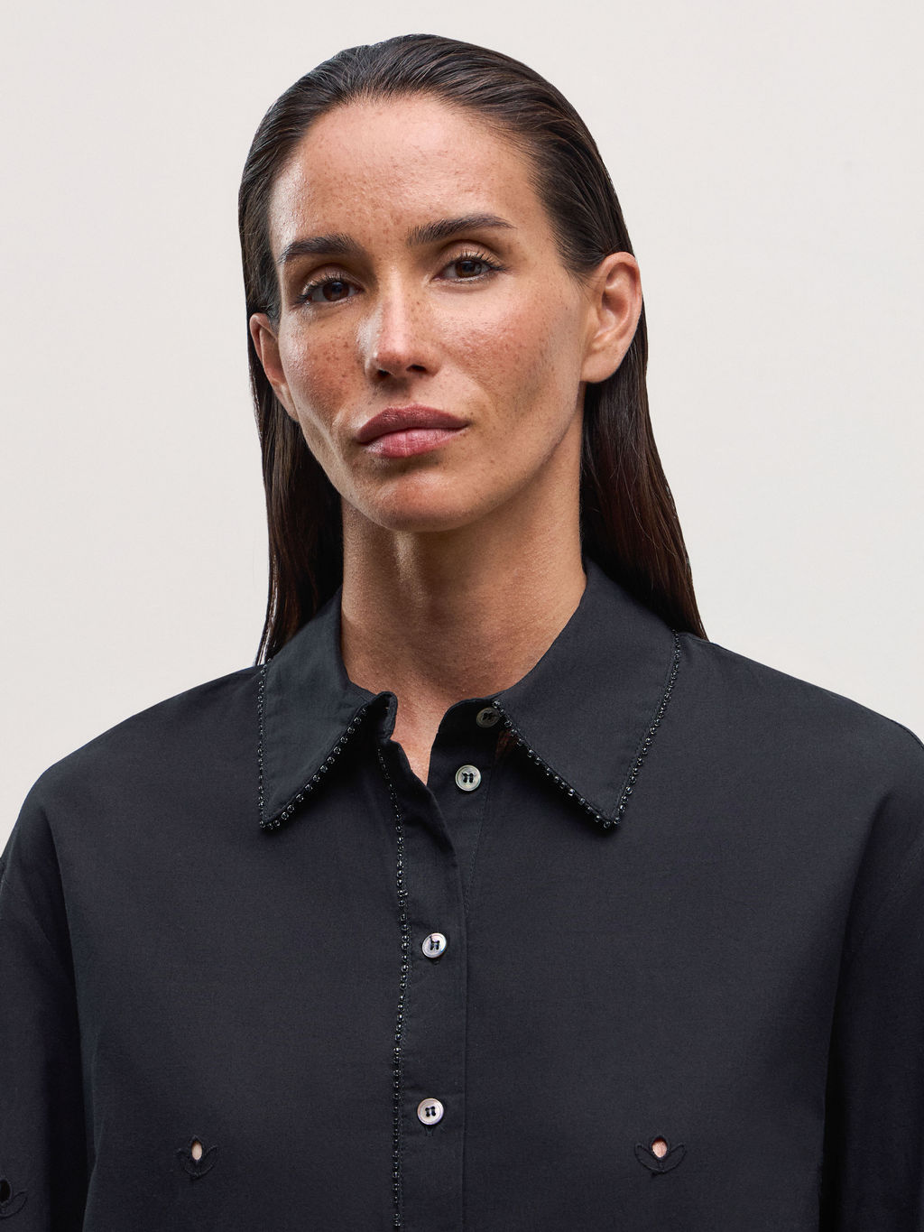 Хлопковая рубашка с вышивкой / Zarina  фото 9