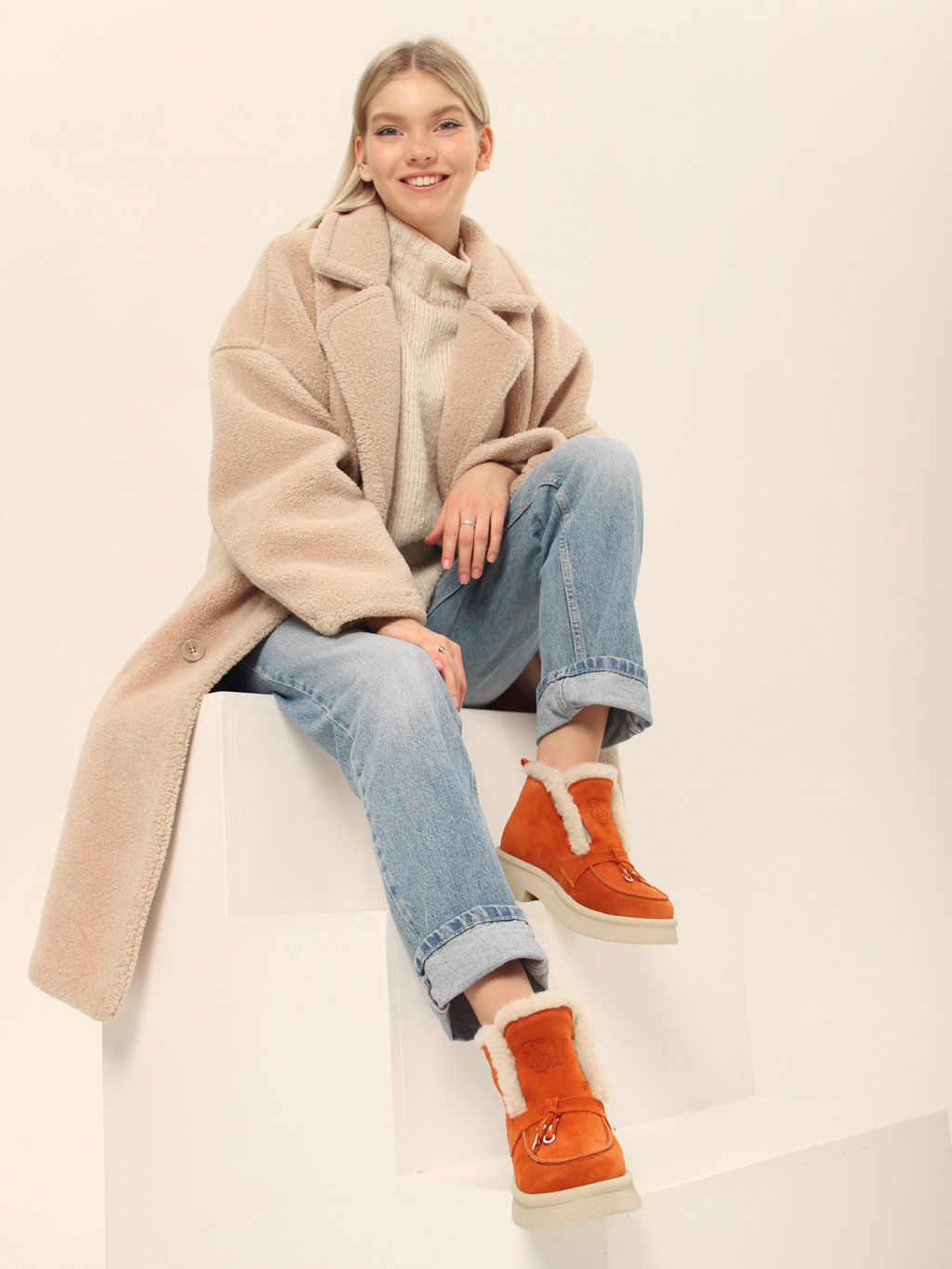 Ботинки EDART 307.florida be.мандарин замша/шерсть - Ed'art фото 6