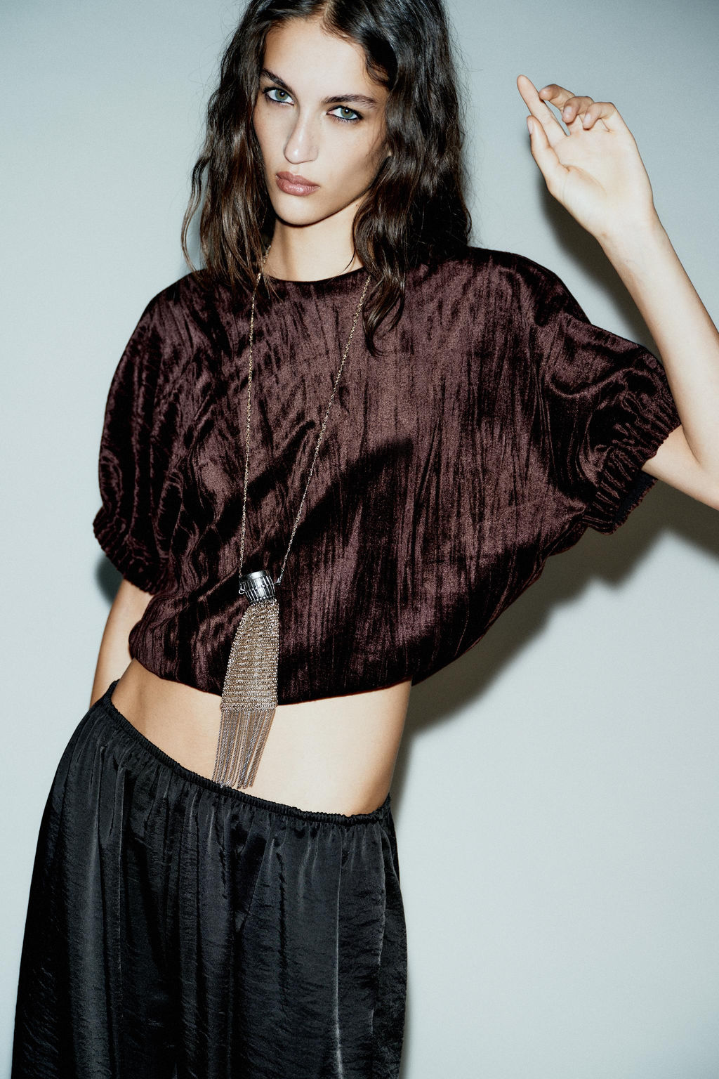 VELVET BALLOON TOP - Zara фото 2