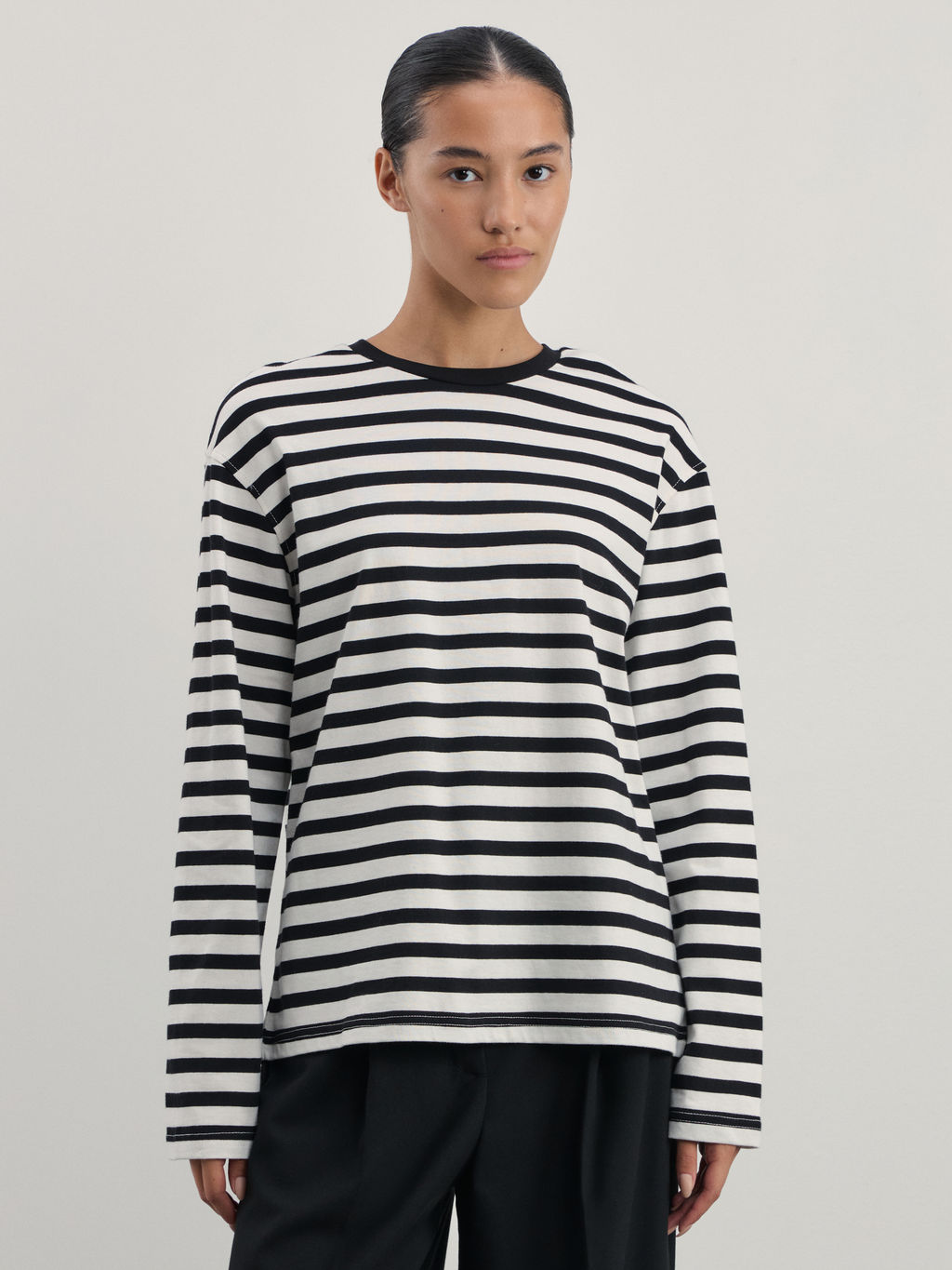 Лонгслив в полоску из хлопка / Zarina  фото 3