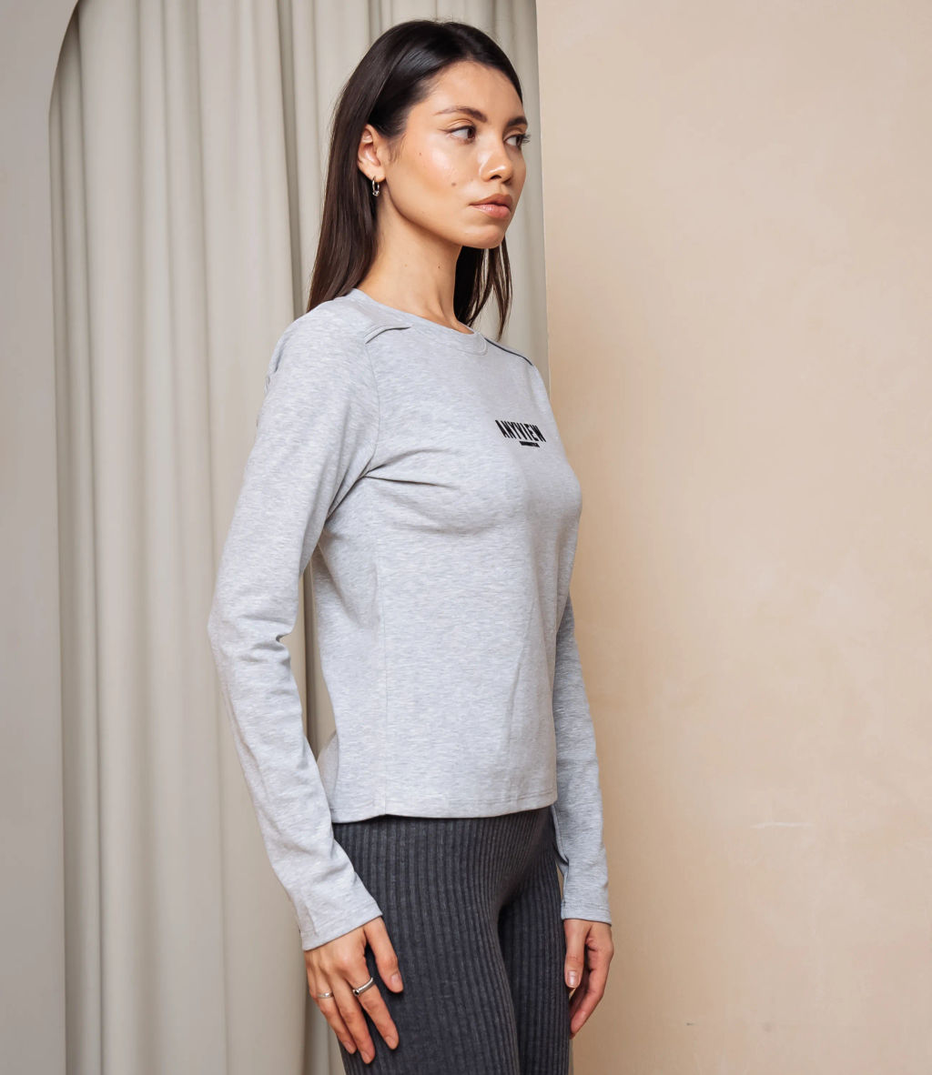 Лонгслив #КТ9072, серый меланж - Dommod фото 2