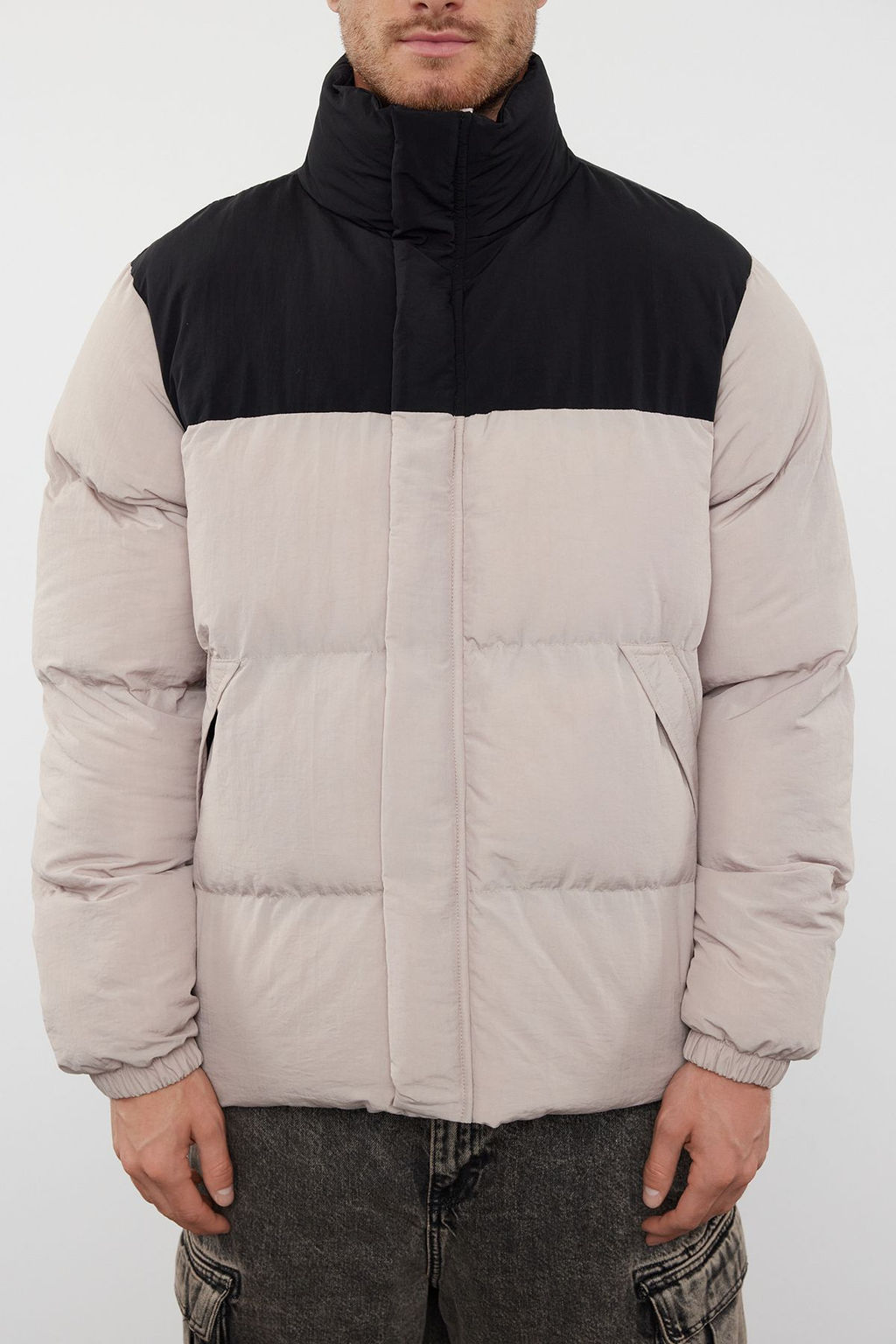 TRENDYOL MAN Erkek Mint Taslan Regular Fit Renk Bloklu Dik Yaka K?sl?k Mont TMNAW25MO00006 - Trendyolmilla фото 3