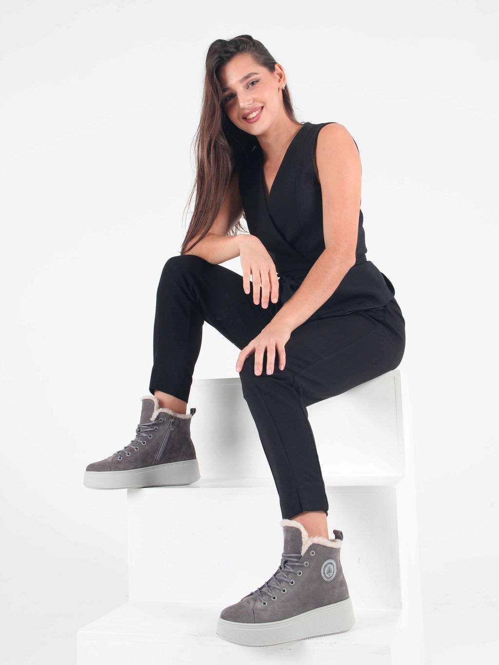 Ботинки 217.ALTAgr. Серый замок замша/Мех