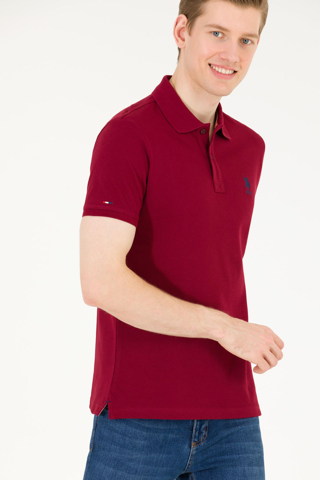 U. S. Polo Assn Мужская базовая футболка сливового цвета с воротником-поло - U.s. polo assn фото 3