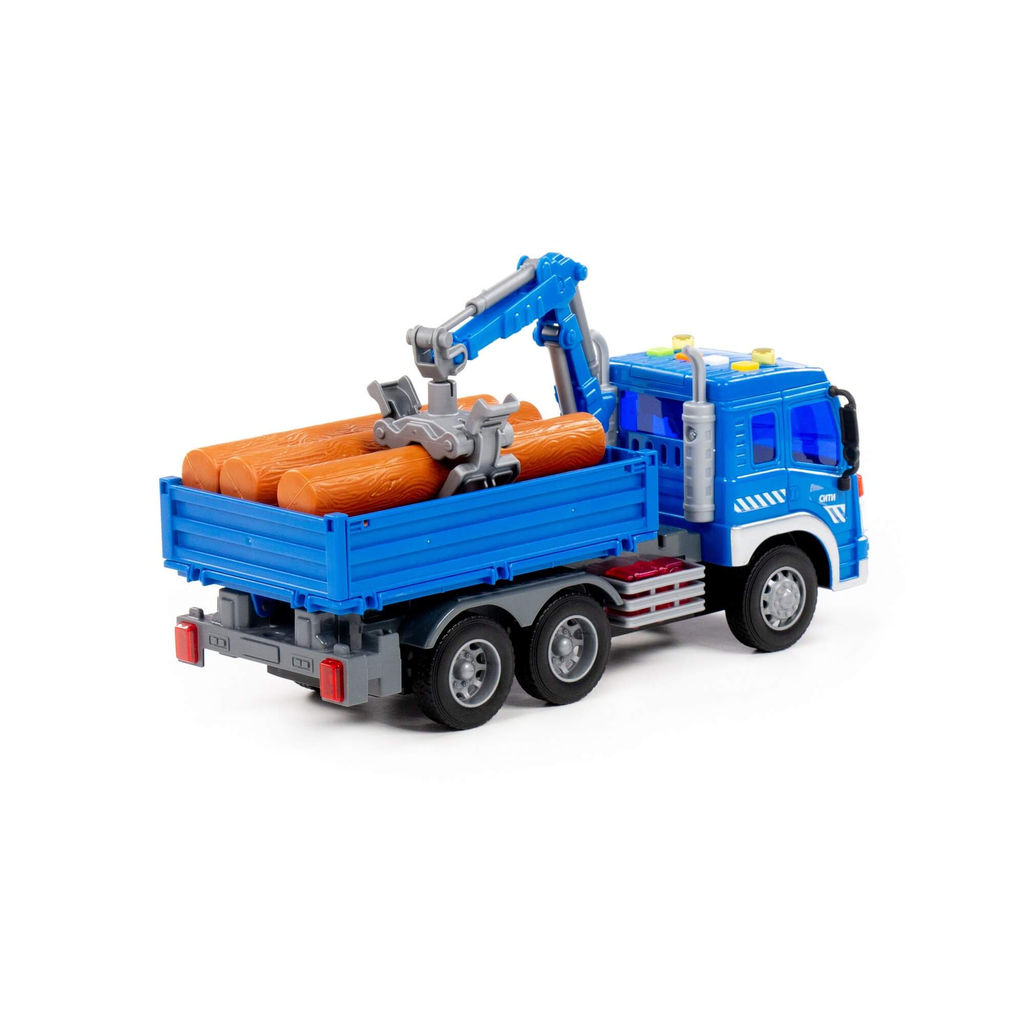 Сити, автомобиль бортовой с манипулятором инерционный (со светом и звуком) (синий) (в коробке) - Полесье фото 6