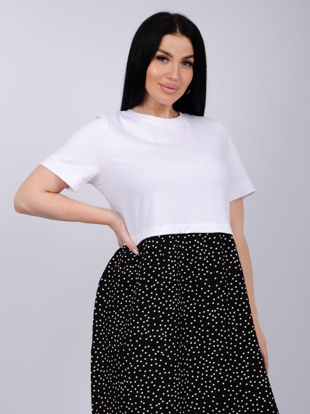 Платье "Виттория 3" горох, вискоза/кулирка (М)