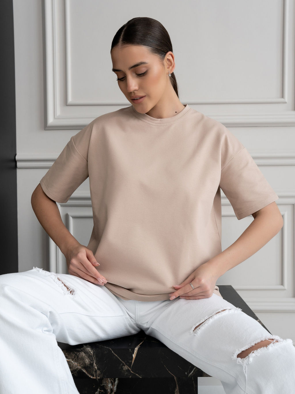 Футболка Оверсайз, цв. Бежевый