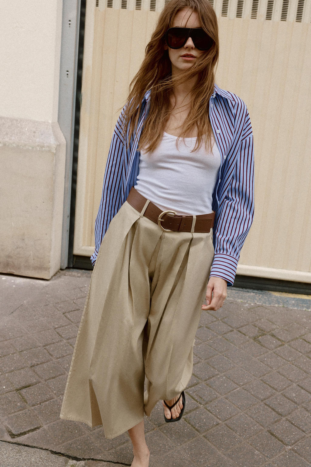 PANTAL?N CULOTTE CINTUR?N / Camel medio - Zara фото 3