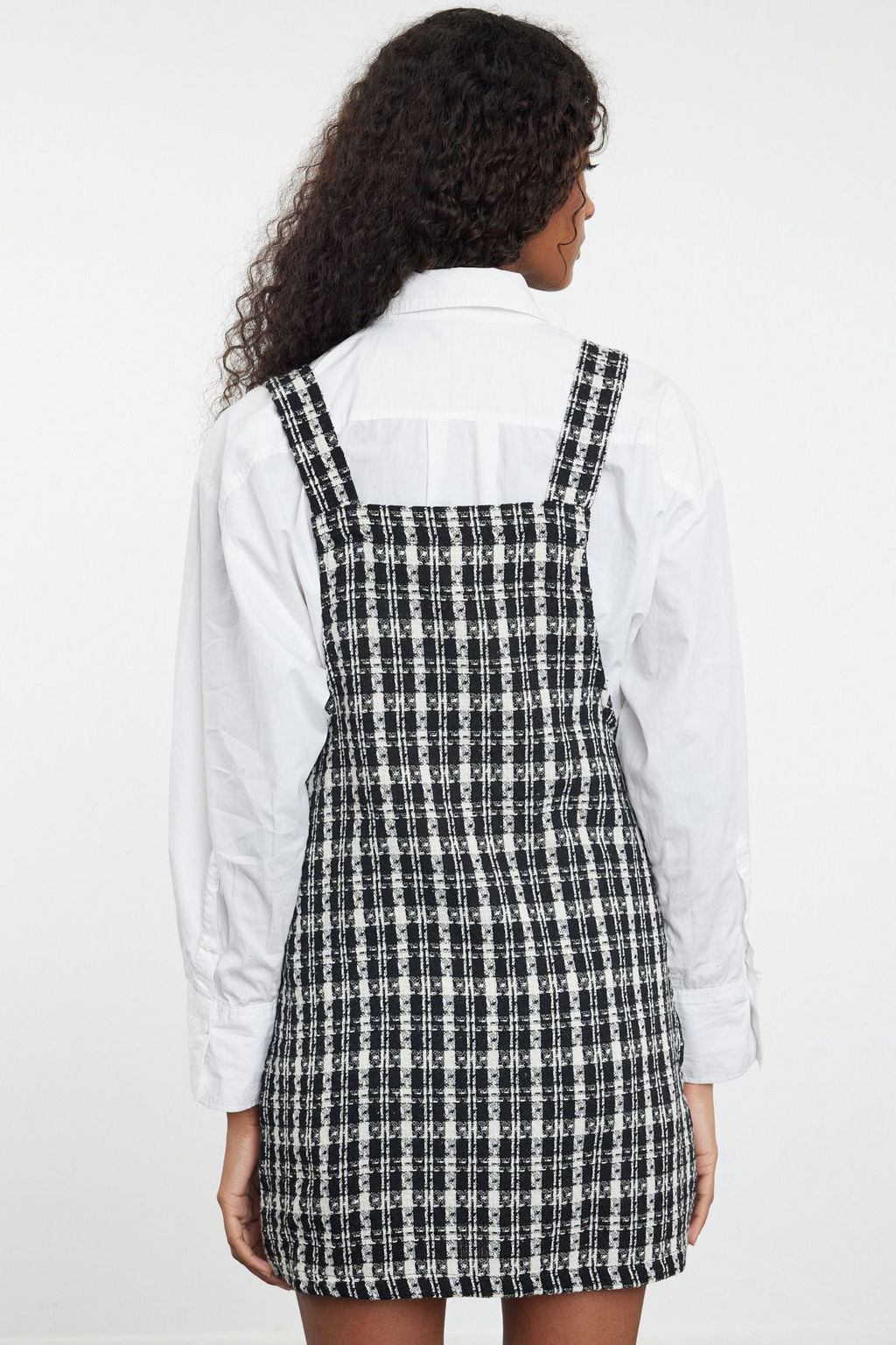 Bej Ekose / Kareli Mini Jile Dokuma Elbise TWOAW20EL0208