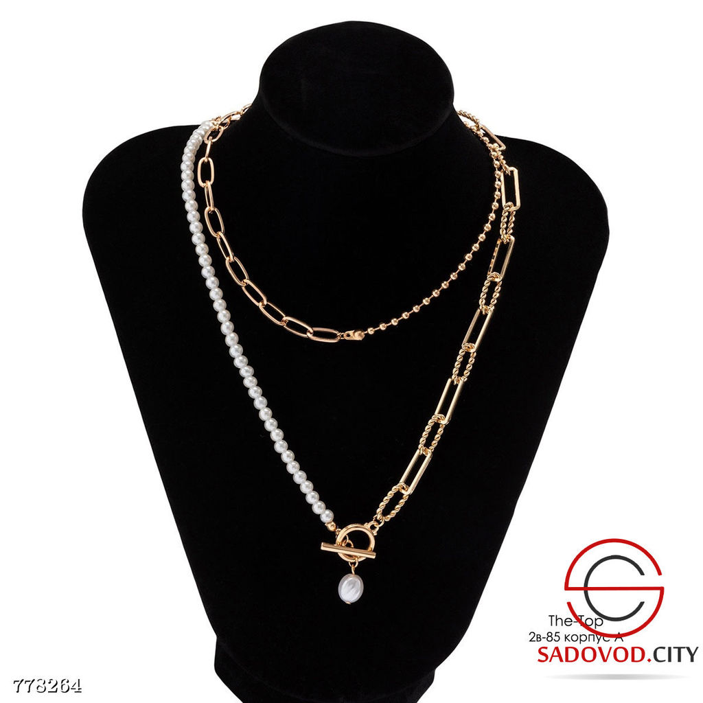 Ожерелье цепь с жемчугом - Bruno фото 2