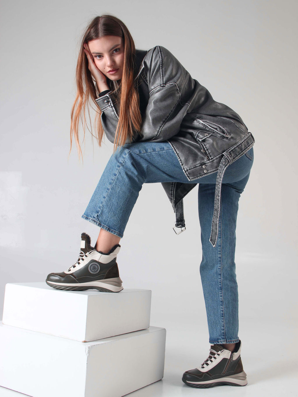 Ботинки 350.uno2gr. хаки бежевый/Байка