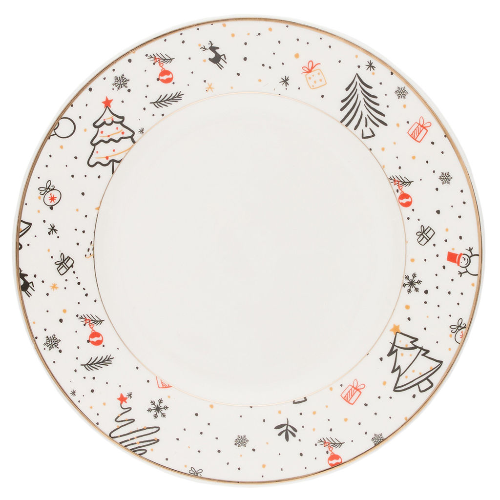 42939 GIPFEL Чайная пара CHRISTMAS: чашка 250 мл, блюдце 14 см. Материал: фарфор. Цвет: белый.  фото 4